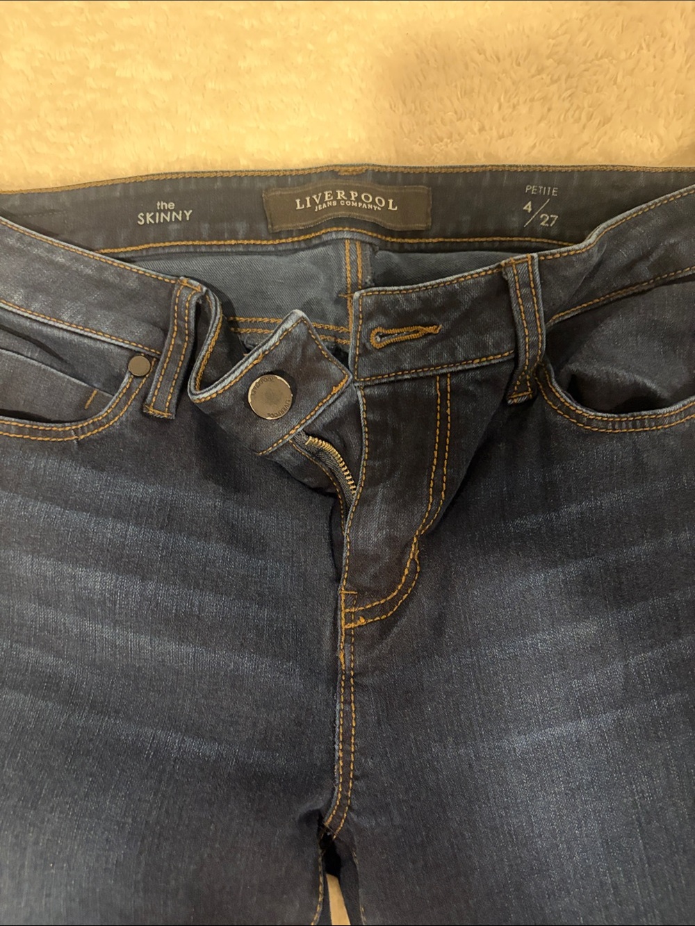 Liverpool Men's Skinny Jeans - Dark Indigo with Contrast Stitching